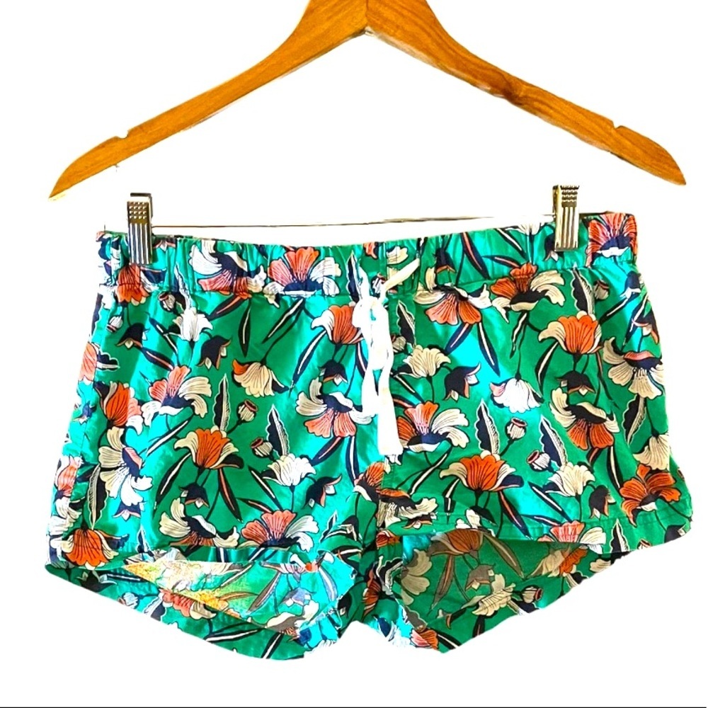 J. BY J. CREW GREEN BOTANICAL PRINT WOMEN’s BOXER SHORTS - pj shorts size small